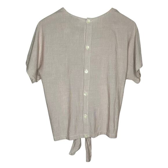 Madewell Button Back Front Tie Tee in Ticking Stripe Size Medium - Picture 6 of 6